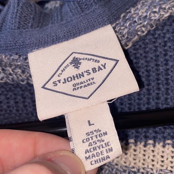 St. John’s Bay striped knit duster cardigan sweater with pockets - Picture 5 of 6